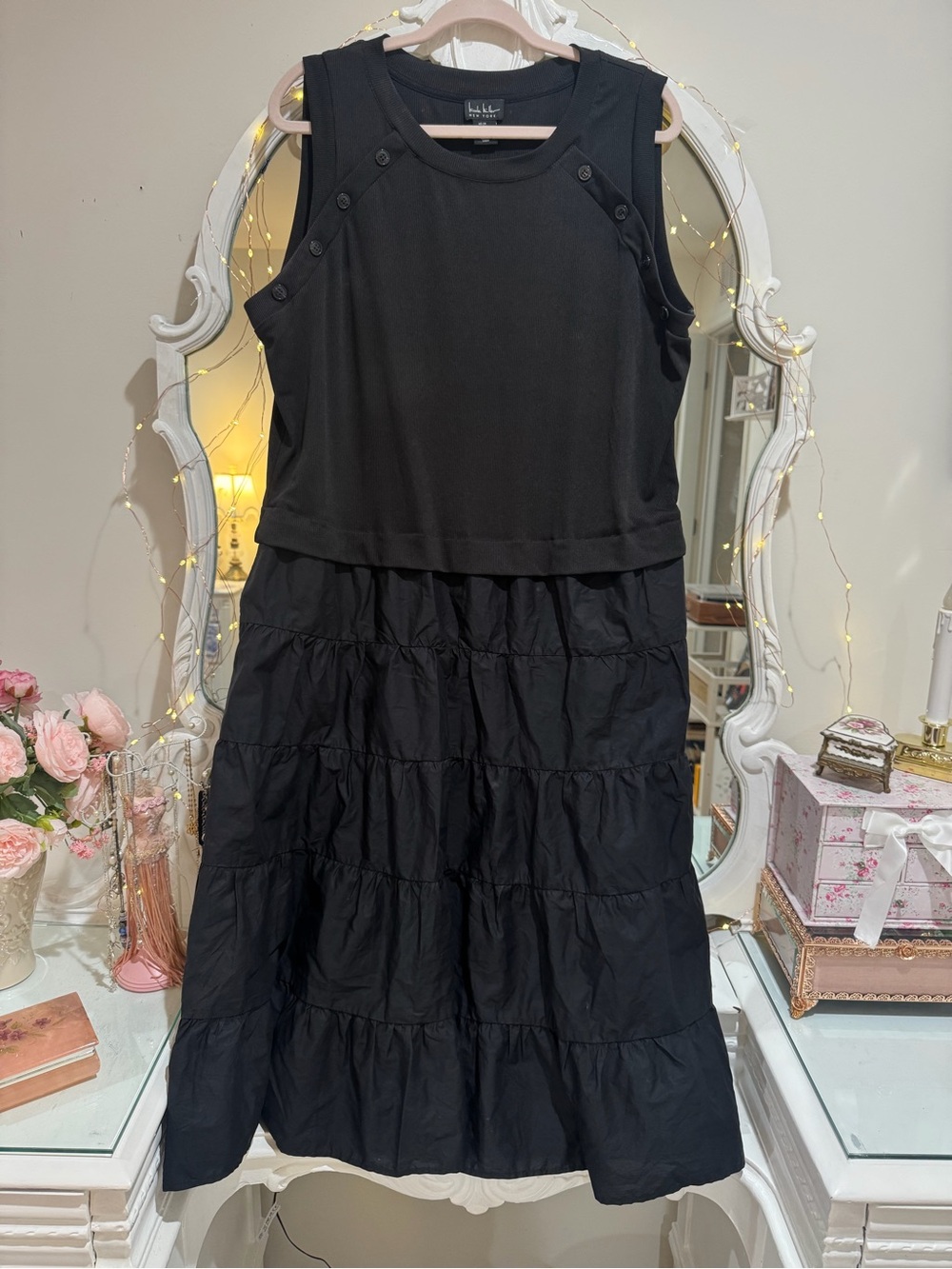 Black Tiered Dress - Black